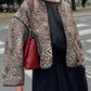 Contrast Trim Leopard Printed Winter Coat