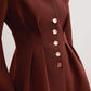 Cinched Pleated Blazer With Shoulder Pads