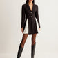Metal-Button Pleated Blazer Dress