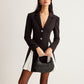 Metal-Button Pleated Blazer Dress