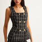Checked Tweed Button Vest