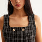 Checked Tweed Button Vest