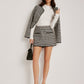 Contrast Trim Plaid Button Jacket