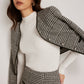 Contrast Trim Plaid Button Jacket