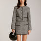 Contrast Trim Plaid Button Jacket