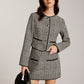 Contrast Trim Plaid Button Jacket