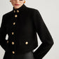 Stand Collar Button Tweed Short Jacket