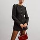 Elegant Button Down Tweed Blazer Without Belt