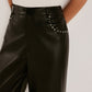 Studded-Decor PU Leather Straight Pants