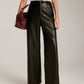 Studded-Decor PU Leather Straight Pants