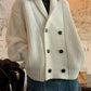 Ribbed Lapel Button Knit Outerwear
