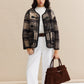 Contrast Trim Checked Tweed Coat