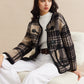 Contrast Trim Checked Tweed Coat
