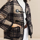 Contrast Trim Checked Tweed Coat