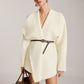 Asymmetrical Plain Belted Knit Outerwear