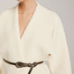 Asymmetrical Plain Belted Knit Outerwear