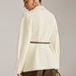 Asymmetrical Plain Belted Knit Outerwear