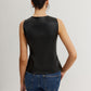 Faux Leather Button Vest