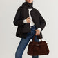 Plain Quilted Button Winter Coat With Scarf