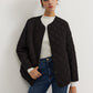 Plain Quilted Button Winter Coat With Scarf