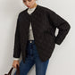 Plain Quilted Button Winter Coat With Scarf
