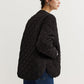 Plain Quilted Button Winter Coat With Scarf