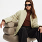 Geometric-Pattern Plain Winter Coat