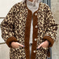 Contrast Trim Minky Leopard Jacket