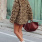 Contrast Trim Minky Leopard Jacket