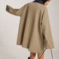 Contrast-Collar Zipper Loose Trench Coat