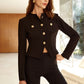 Button Split Slim Jersey Blazer