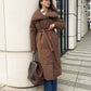 Quilted Long Winter Coat With Belt