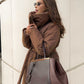 Quilted Long Winter Coat With Belt