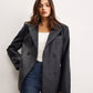 Crocodile PU Leather Button Blazer