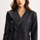 Crocodile PU Leather Button Blazer