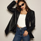 Crocodile PU Leather Button Blazer