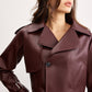 Faux Leather Belted Short Jacket