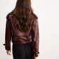 Faux Leather Belted Short Jacket