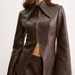 Double Zip Faux Leather Slit Jacket