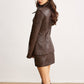 Double Zip Faux Leather Slit Jacket
