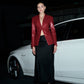 Elegant Faux Leather Button Blazer
