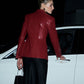 Elegant Faux Leather Button Blazer