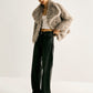 Lapel Pockets Faux Fur Coat