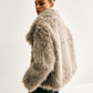 Lapel Pockets Faux Fur Coat