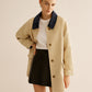 Cotton Contrast Collar Button Jacket