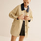Cotton Contrast Collar Button Jacket