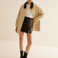 Cotton Contrast Collar Button Jacket