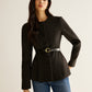 Pleated Button Slim Blazer Without Belt