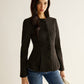 Pleated Button Slim Blazer Without Belt