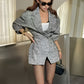 Chevron Lapel Cinched Blazer